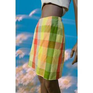 LIZ CLAIBORNE Multicolor Neon Plaid Cotton Blend LIZ GOLF Mini Skort size 6